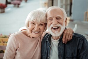 Elderly couple smiling 